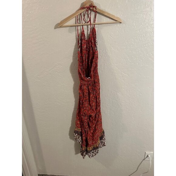 Sivana Maylene Boho Ruffle Paisley Halter Hippie Flare Leg Jumpsuit Romper - Picture 8 of 12